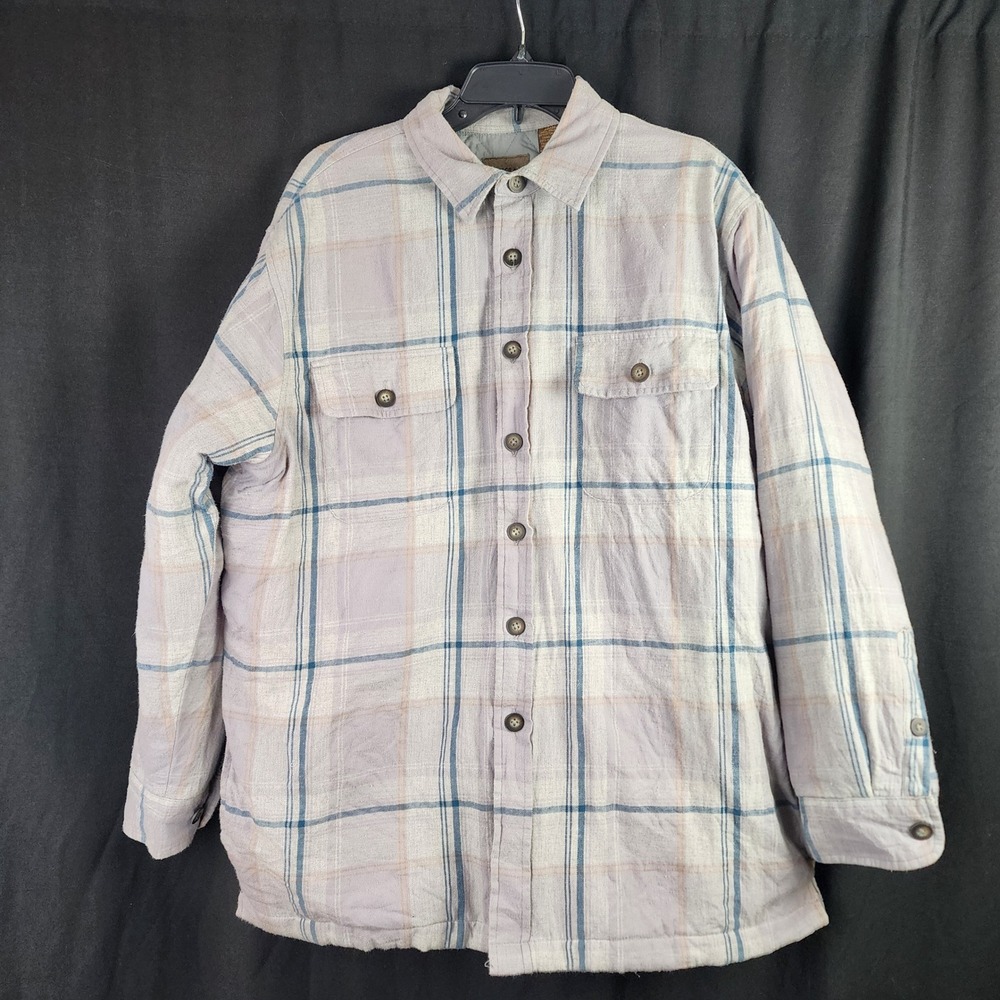 Towncraft Men's Quilted Plaid Shirt Jacket Lined Snap Button Warm‎ Outerwear L